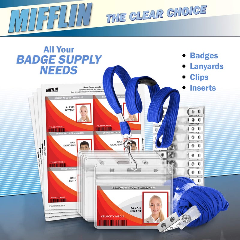 MIFFLIN-USA Flat Breakaway Safety Lanyard for ID Badges (Blue, 36 Inch, 100 Pack), Soft Woven Neck Line - Image 4